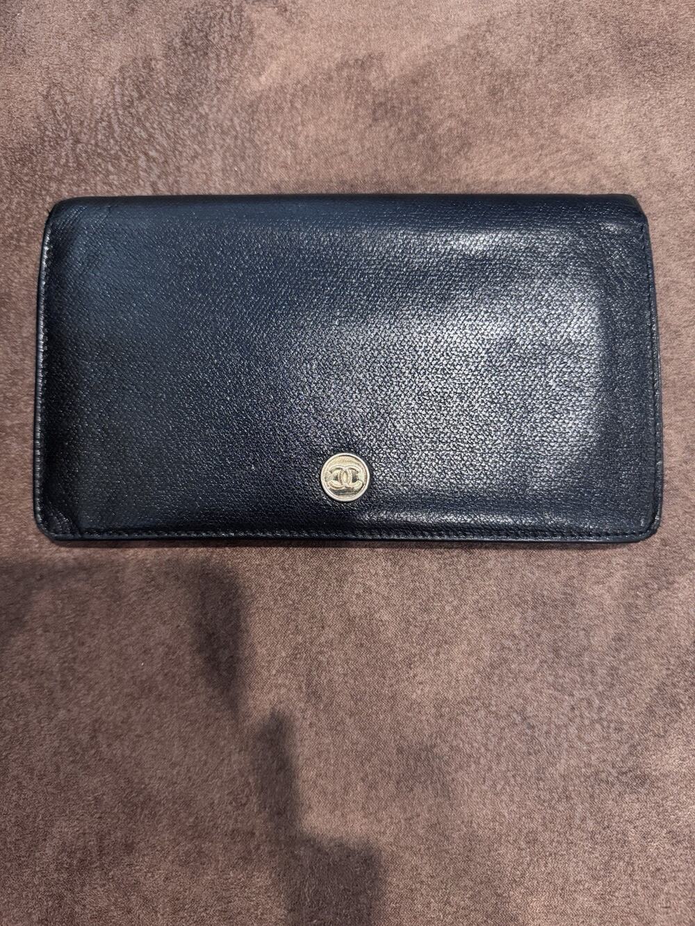 Vintage Chanel Bifold Long Wallet W COA Missing Zipper pull